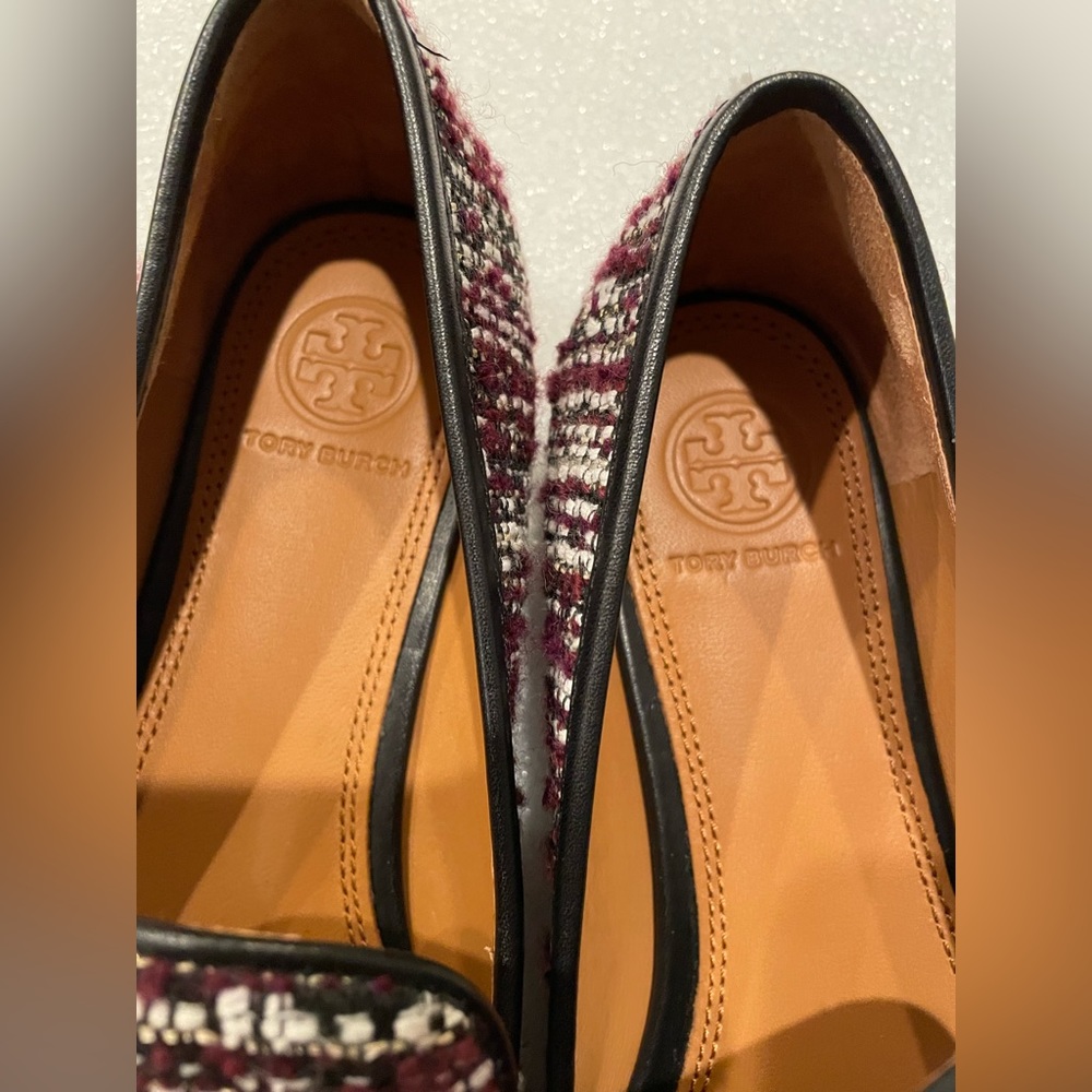 TORY BURCH MINI BENTON 20MM Gold Charm  LOAFERS TWEED Sz 6 MSRP $398. - Picture 5 of 14
